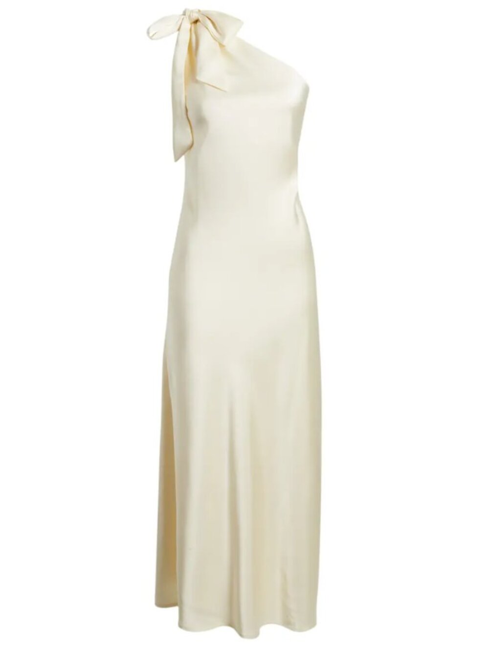 Chelsea28 Bow One-Shoulder Maxi Dress, Ivory, Size Small